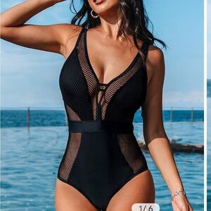 Elegant Black Mesh Swimsuit